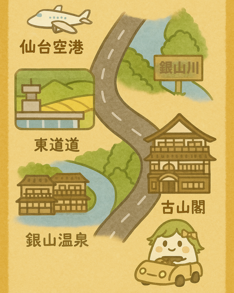 銀山温泉までの道のり